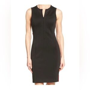 MICHAEL KORS Sleeveless Front Zip Scuba Body Con Dress Black 14